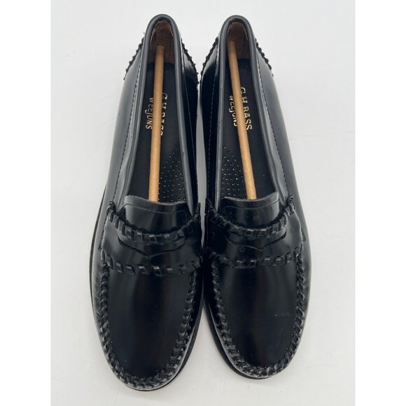 G.H. Bass Womens Weejuns Black Leather Loafers Size 6M Classic Moc Toe Slip-On S - Picture 7 of 12